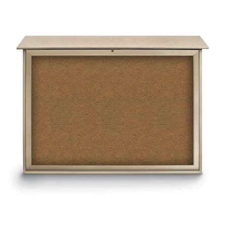 United Visual Products Indoor Enclosed Combo Board, 42"x32", Satin Frame/Blk Porc & Ultramarine UVCB4232-BLKPORC-ULTMAR